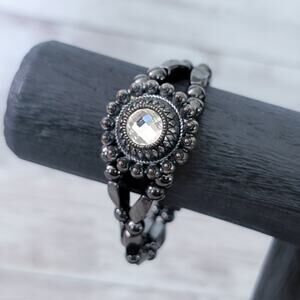 Magnetic Bead Bracelet with Clear Gem Accent